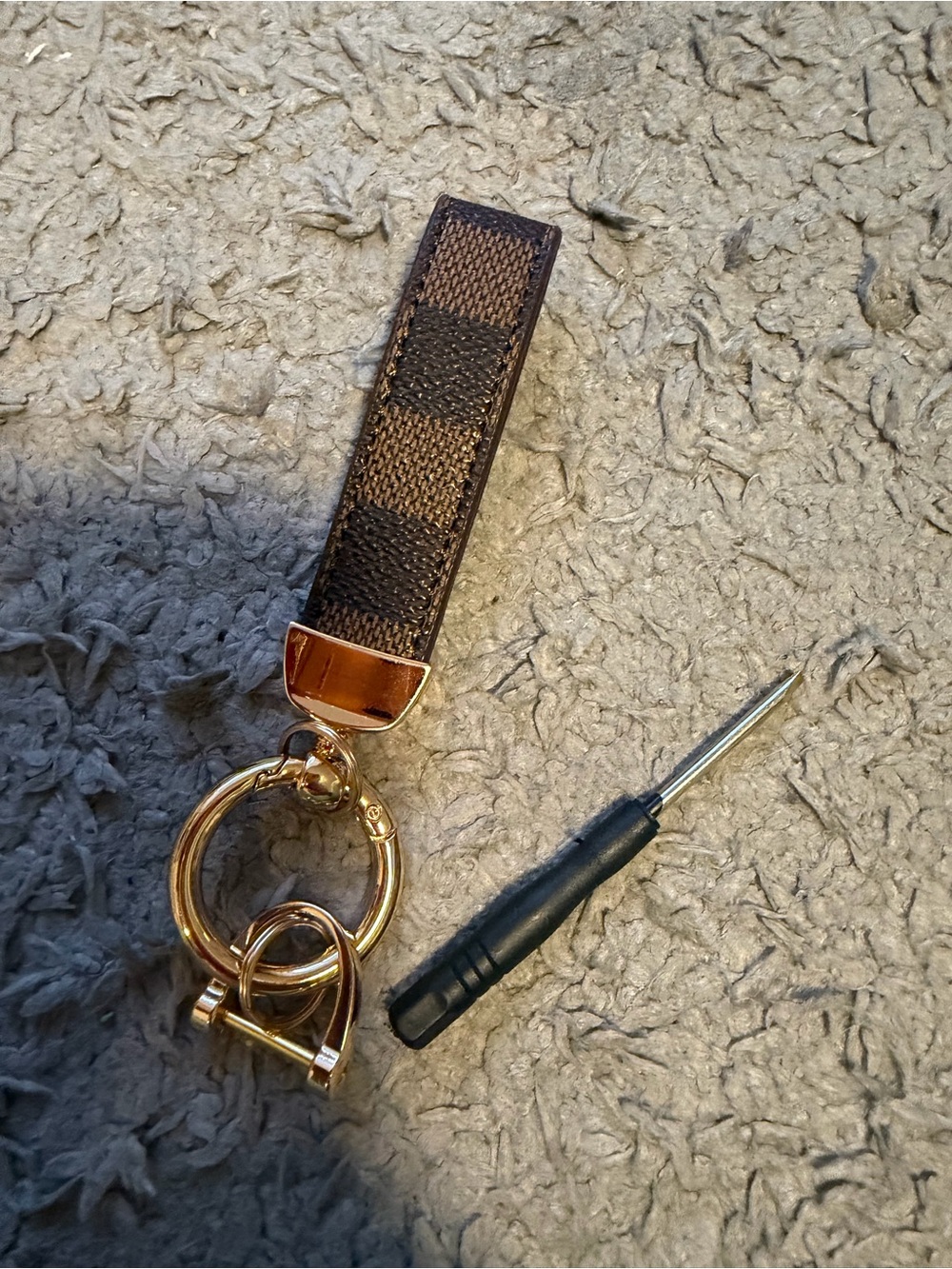 LV Brown Damier Key Holder with Gold Hardware